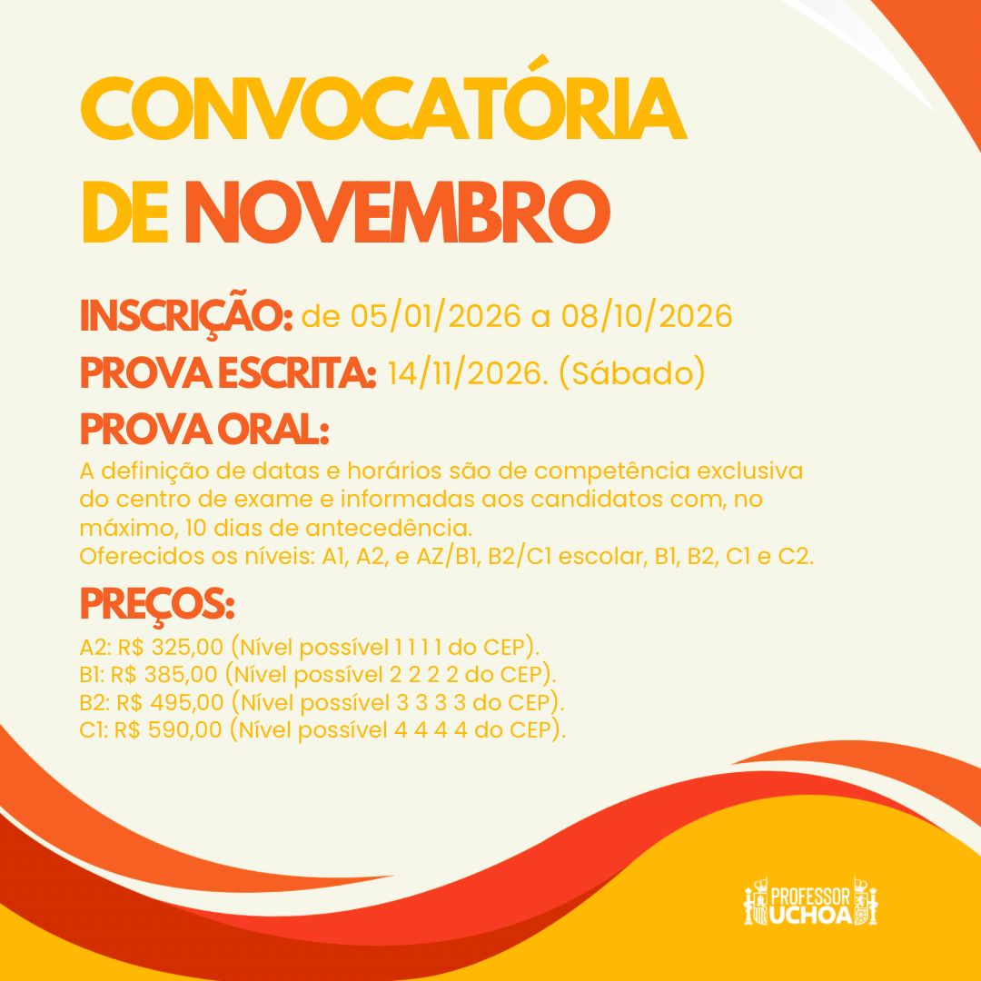 Convocatória de Novembro – DELE 2026