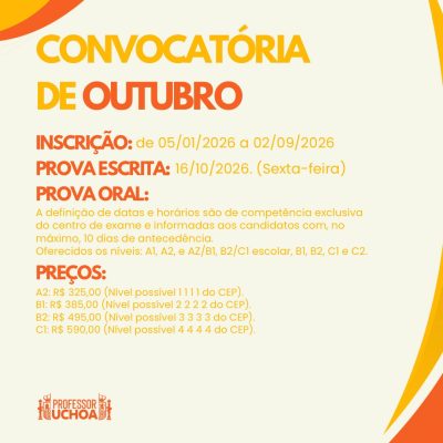 Convocatória de Outubro – DELE 2026